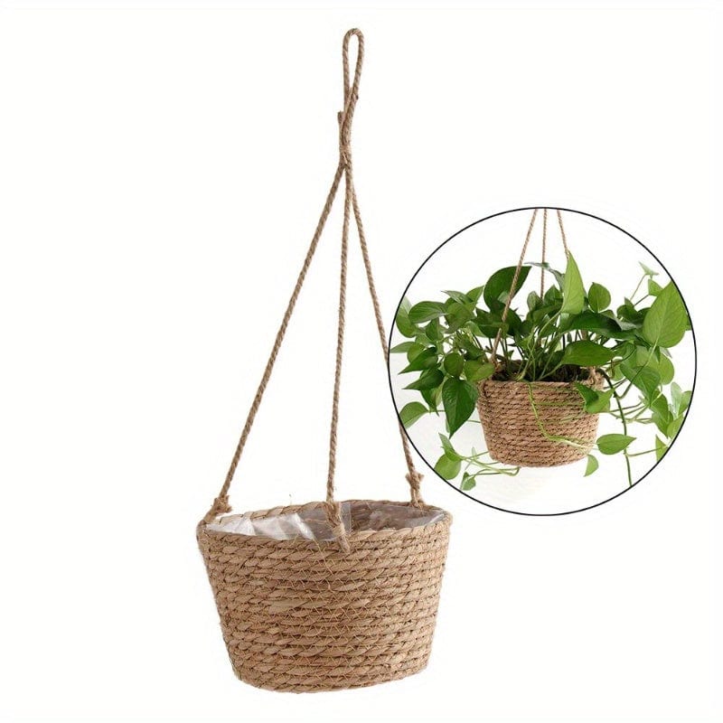 Planet Gates 1 Pack, Garden Hanging Planter Macrame Plant Storage Basket Jute Rope Woven Indoor Outdoor Flower Pot Holder Plant Hangers Home Decor