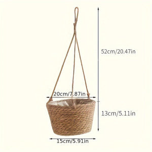 Planet Gates 1 Pack, Garden Hanging Planter Macrame Plant Storage Basket Jute Rope Woven Indoor Outdoor Flower Pot Holder Plant Hangers Home Decor