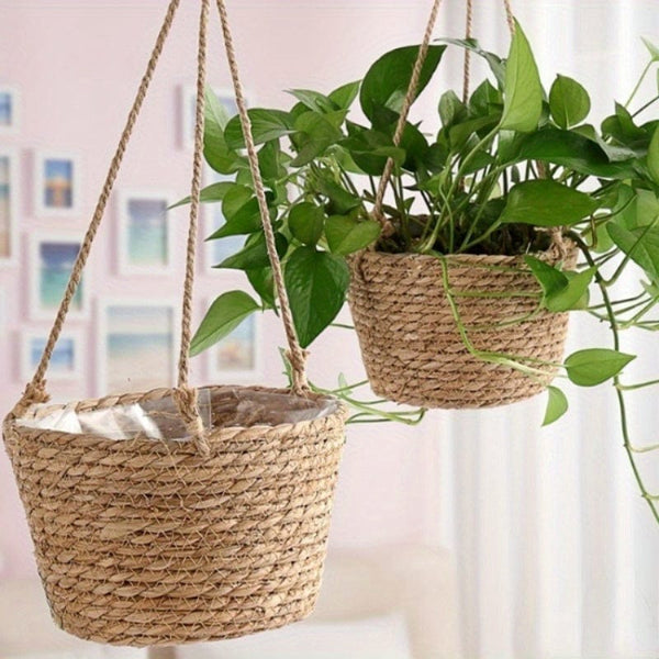 Planet Gates 1 Pack, Garden Hanging Planter Macrame Plant Storage Basket Jute Rope Woven Indoor Outdoor Flower Pot Holder Plant Hangers Home Decor