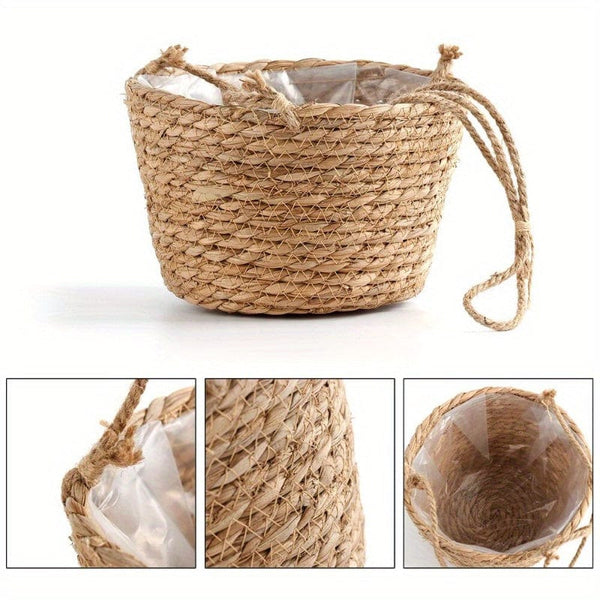 Planet Gates 1 Pack, Garden Hanging Planter Macrame Plant Storage Basket Jute Rope Woven Indoor Outdoor Flower Pot Holder Plant Hangers Home Decor