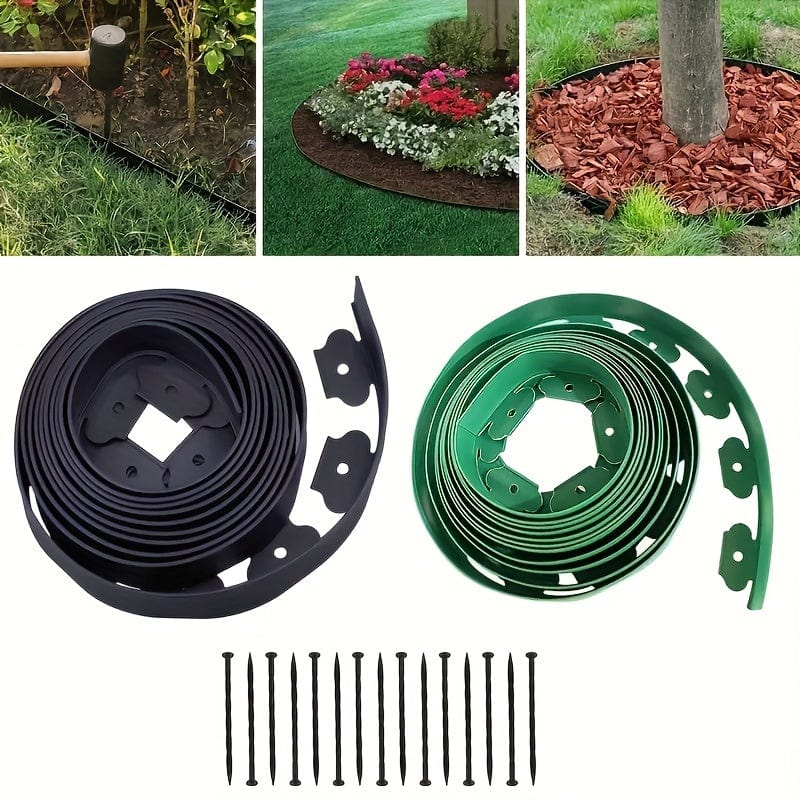 Planet Gates 1 Pack No Dig Landscape Edging, Flower Bed Edging Lawn Edging Garden Edging Border No Dig, Landscaping Border Rubber Edging Wild Flower Garden Border Yard Edging Borders 10.0meter (Send 30 Nails)
