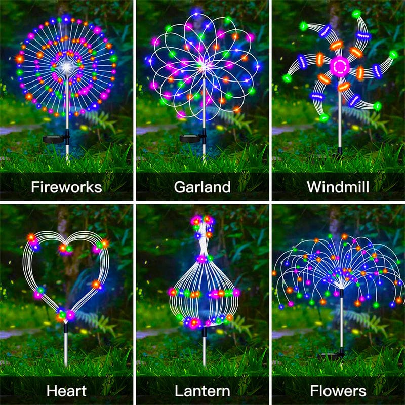 Planet Gates 1 Pack Solar Firework Light Outdoor, Waterproof Solar Garden Flower Lights With 8 Lighting Modes, With For Garden Courtyard Outdoor Lighting Decoration