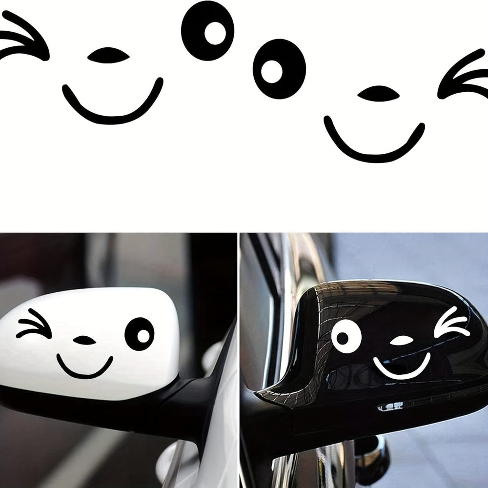 Planet Gates 1 Pair Cute Smiling Face 3D Decal Stickers For Car Rearview Mirror L+R Mirror, Car Side Rearview Mirror Stickers, Smile Cute Car Stickers For All Cars