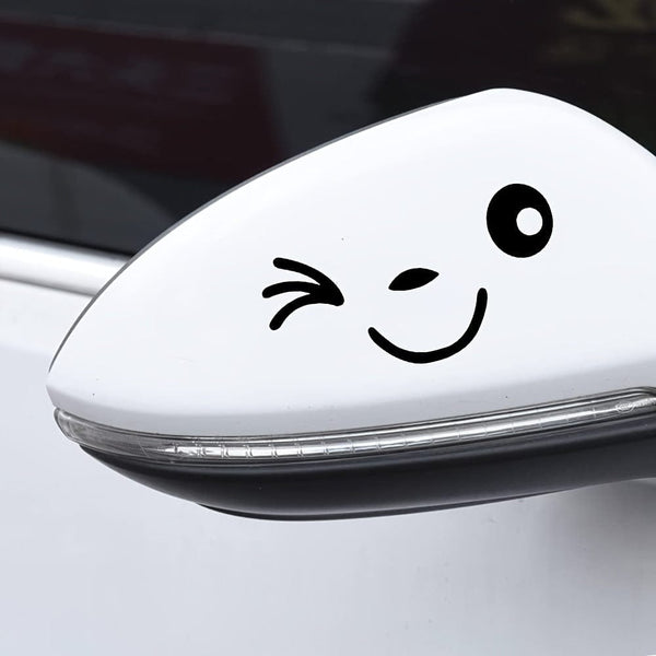 Planet Gates 1 Pair Cute Smiling Face 3D Decal Stickers For Car Rearview Mirror L+R Mirror, Car Side Rearview Mirror Stickers, Smile Cute Car Stickers For All Cars