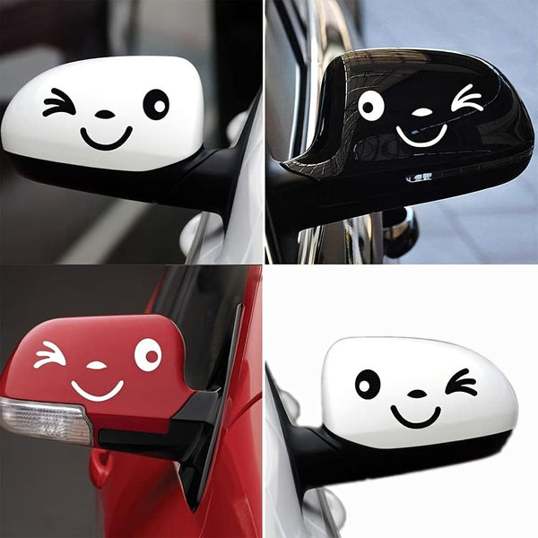 Planet Gates 1 Pair Cute Smiling Face 3D Decal Stickers For Car Rearview Mirror L+R Mirror, Car Side Rearview Mirror Stickers, Smile Cute Car Stickers For All Cars