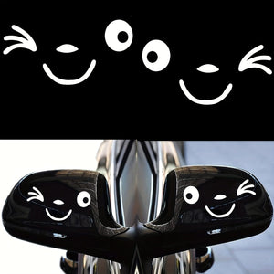 Planet Gates 1 Pair Cute Smiling Face 3D Decal Stickers For Car Rearview Mirror L+R Mirror, Car Side Rearview Mirror Stickers, Smile Cute Car Stickers For All Cars