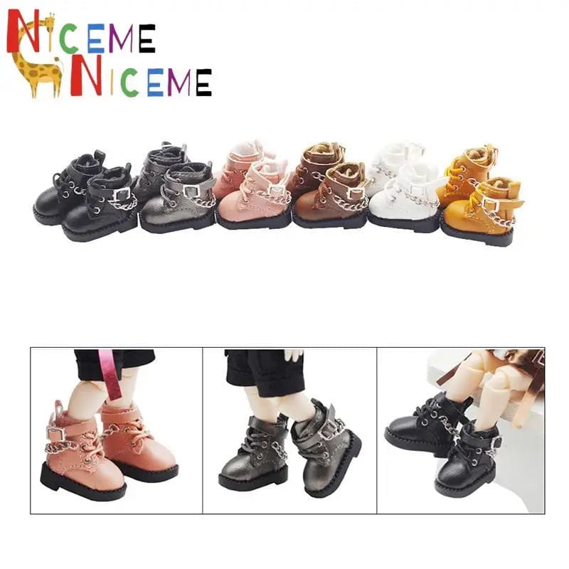 Planet Gates 1 Pair Doll Shoes Lovely Chain Boots New Casual Hand-made Ob11 DOD 1/12 Bjd Doll Shoes Doll Accessories