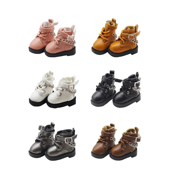 Planet Gates 1 Pair Doll Shoes Lovely Chain Boots New Casual Hand-made Ob11 DOD 1/12 Bjd Doll Shoes Doll Accessories