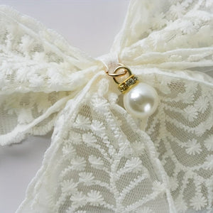 Planet Gates 1 Pair Of Lace Bow Curtain Tieback, Curtain Ties, French Gauze Curtain Ties, Korean Aesthetic Ties, Tie Up Decorations, White Beige Curtain Holdback For Bedroom Living Room Home Decor