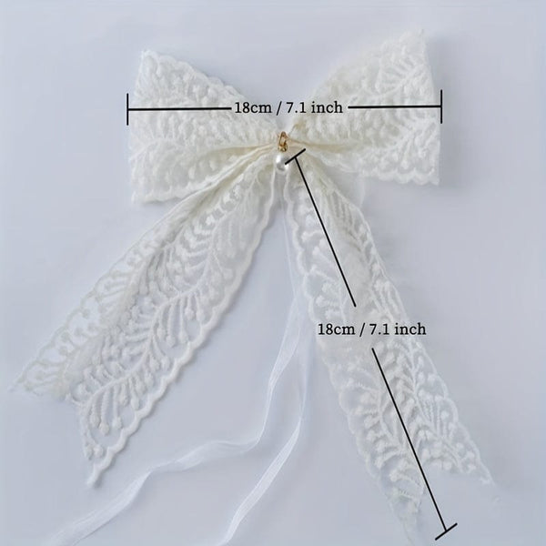 Planet Gates 1 Pair Of Lace Bow Curtain Tieback, Curtain Ties, French Gauze Curtain Ties, Korean Aesthetic Ties, Tie Up Decorations, White Beige Curtain Holdback For Bedroom Living Room Home Decor