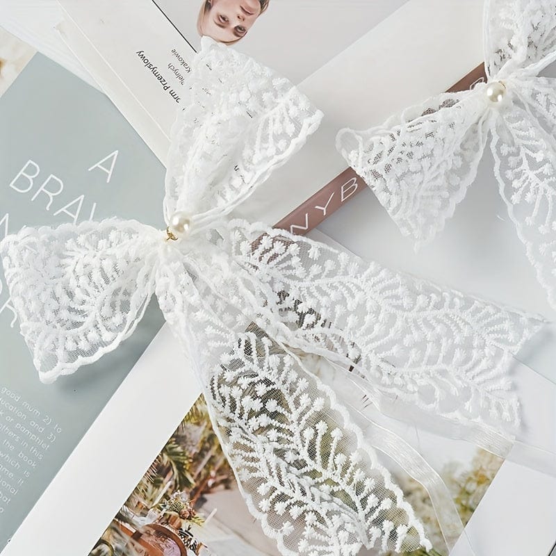 Planet Gates 1 Pair Of Lace Bow Curtain Tieback, Curtain Ties, French Gauze Curtain Ties, Korean Aesthetic Ties, Tie Up Decorations, White Beige Curtain Holdback For Bedroom Living Room Home Decor