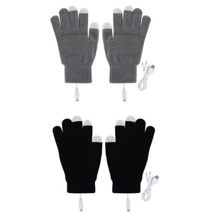 Planet Gates 1 Pair USB Heated Gloves for Men Women Knitting Heating Mittens Hands Warmer Touch Screen Gloves Windproof Cycling Outdoor 87HB