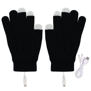 Planet Gates 1 Pair USB Heated Gloves for Men Women Knitting Heating Mittens Hands Warmer Touch Screen Gloves Windproof Cycling Outdoor 87HB