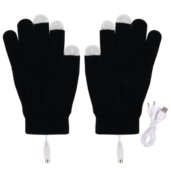 Planet Gates 1 Pair USB Heated Gloves for Men Women Knitting Heating Mittens Hands Warmer Touch Screen Gloves Windproof Cycling Outdoor 87HB