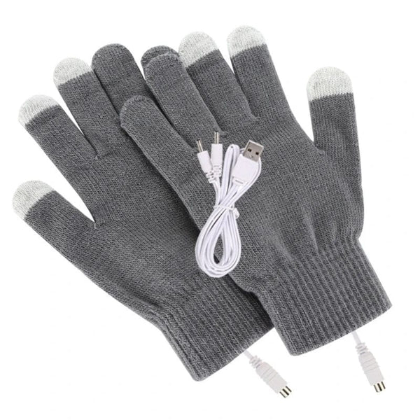 Planet Gates 1 Pair USB Heated Gloves for Men Women Knitting Heating Mittens Hands Warmer Touch Screen Gloves Windproof Cycling Outdoor 87HB