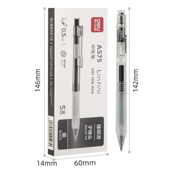 Planet Gates 1 PC / black Deli 1 PC Gel Pen 0.5mm Press Black Ink Soft Grip Office School Stationery A575