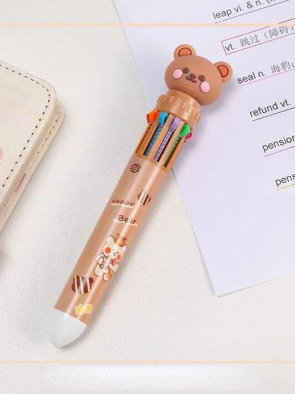 Planet Gates 1 pc Kawaii Bear Cartoon Silicone 10 Colors Chunky Ballpoint Pen School Office Supply Gift Stationery Papelaria Escolar