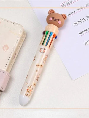 Planet Gates 1 pc Kawaii Bear Cartoon Silicone 10 Colors Chunky Ballpoint Pen School Office Supply Gift Stationery Papelaria Escolar