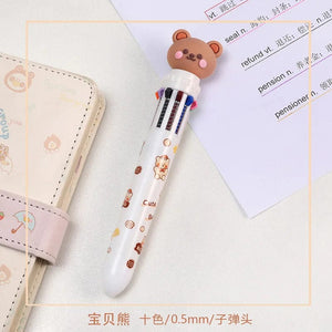 Planet Gates 1 pc Kawaii Bear Cartoon Silicone 10 Colors Chunky Ballpoint Pen School Office Supply Gift Stationery Papelaria Escolar