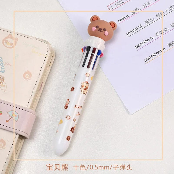 Planet Gates 1 pc Kawaii Bear Cartoon Silicone 10 Colors Chunky Ballpoint Pen School Office Supply Gift Stationery Papelaria Escolar