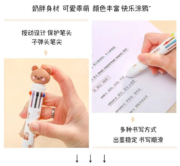 Planet Gates 1 pc Kawaii Bear Cartoon Silicone 10 Colors Chunky Ballpoint Pen School Office Supply Gift Stationery Papelaria Escolar