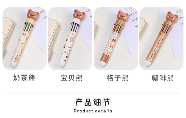 Planet Gates 1 pc Kawaii Bear Cartoon Silicone 10 Colors Chunky Ballpoint Pen School Office Supply Gift Stationery Papelaria Escolar