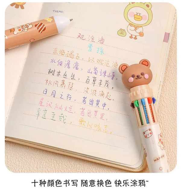 Planet Gates 1 pc Kawaii Bear Cartoon Silicone 10 Colors Chunky Ballpoint Pen School Office Supply Gift Stationery Papelaria Escolar