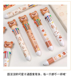 Planet Gates 1 pc Kawaii Bear Cartoon Silicone 10 Colors Chunky Ballpoint Pen School Office Supply Gift Stationery Papelaria Escolar