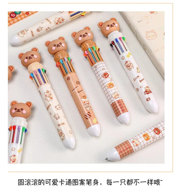 Planet Gates 1 pc Kawaii Bear Cartoon Silicone 10 Colors Chunky Ballpoint Pen School Office Supply Gift Stationery Papelaria Escolar