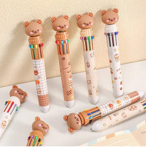 Planet Gates 1 pc Kawaii Bear Cartoon Silicone 10 Colors Chunky Ballpoint Pen School Office Supply Gift Stationery Papelaria Escolar