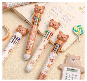 Planet Gates 1 pc Kawaii Bear Cartoon Silicone 10 Colors Chunky Ballpoint Pen School Office Supply Gift Stationery Papelaria Escolar