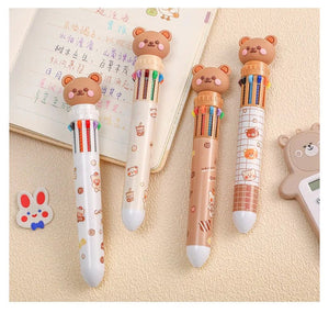 Planet Gates 1 pc Kawaii Bear Cartoon Silicone 10 Colors Chunky Ballpoint Pen School Office Supply Gift Stationery Papelaria Escolar
