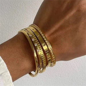 Planet Gates 1 Pc Vintage Elegant 18K Gold Plated Stainless Steel Zircon Stars Bracelet for Women Fashion Wedding Jewelry Gift---A674
