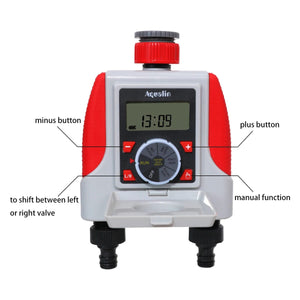 Planet Gates 1 pc water timer Dual Outlets Garden Automatic Water Timer Digital Electronic Solenoid Valve Sprinkler Timer Waterproof Controller System