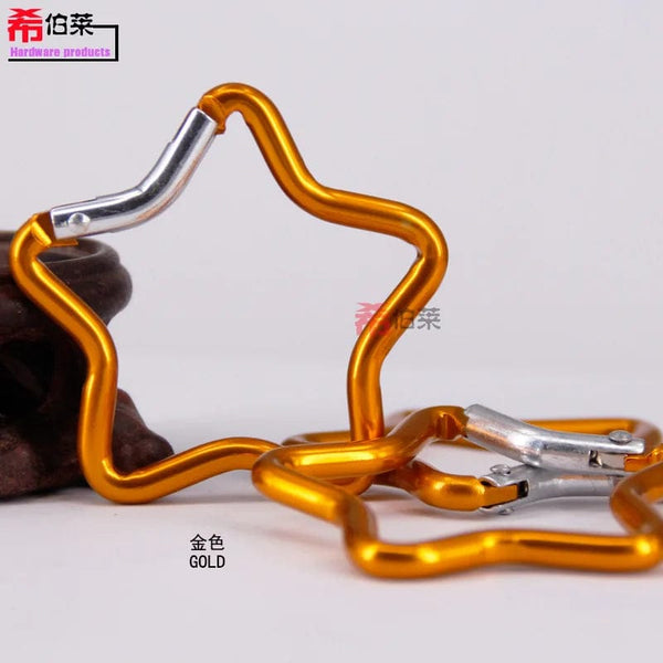 Planet Gates 1 Pcs Five-pointed Star Shaped Aluminum Carabiner Key Chain Clip Outdoor Camping Keyring Hook Water Bottle Hanging Buckle