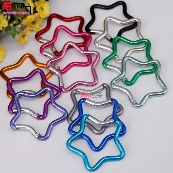 Planet Gates 1 Pcs Five-pointed Star Shaped Aluminum Carabiner Key Chain Clip Outdoor Camping Keyring Hook Water Bottle Hanging Buckle
