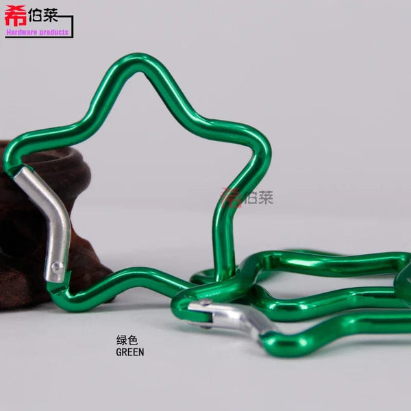 Planet Gates 1 Pcs Five-pointed Star Shaped Aluminum Carabiner Key Chain Clip Outdoor Camping Keyring Hook Water Bottle Hanging Buckle