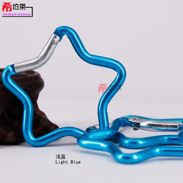 Planet Gates 1 Pcs Five-pointed Star Shaped Aluminum Carabiner Key Chain Clip Outdoor Camping Keyring Hook Water Bottle Hanging Buckle