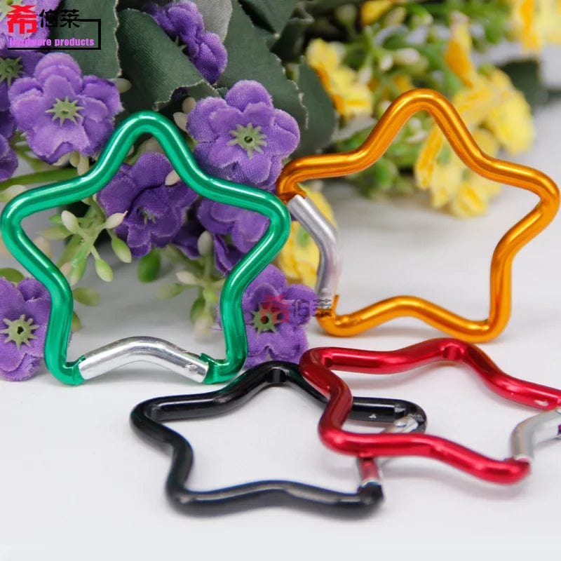 Planet Gates 1 Pcs Five-pointed Star Shaped Aluminum Carabiner Key Chain Clip Outdoor Camping Keyring Hook Water Bottle Hanging Buckle