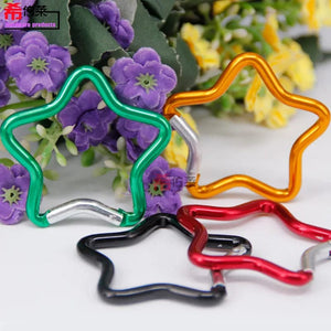 Planet Gates 1 Pcs Five-pointed Star Shaped Aluminum Carabiner Key Chain Clip Outdoor Camping Keyring Hook Water Bottle Hanging Buckle