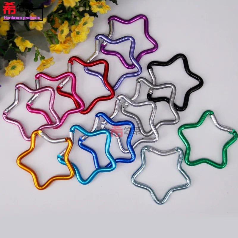 Planet Gates 1 Pcs Five-pointed Star Shaped Aluminum Carabiner Key Chain Clip Outdoor Camping Keyring Hook Water Bottle Hanging Buckle