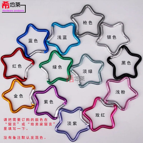 Planet Gates 1 Pcs Five-pointed Star Shaped Aluminum Carabiner Key Chain Clip Outdoor Camping Keyring Hook Water Bottle Hanging Buckle