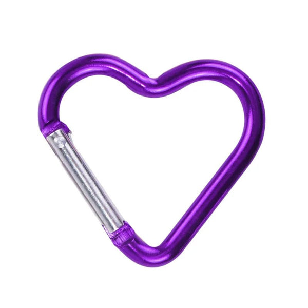 Planet Gates 1 Pcs Heart-shaped Aluminum Carabiner Key Chain Clip Outdoor Keyring Hook Water Bottle Hanging Buckle Travel Kit Accessories