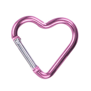 Planet Gates 1 Pcs Heart-shaped Aluminum Carabiner Key Chain Clip Outdoor Keyring Hook Water Bottle Hanging Buckle Travel Kit Accessories