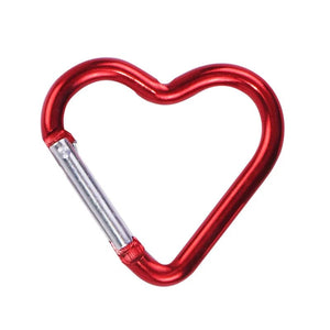 Planet Gates 1 Pcs Heart-shaped Aluminum Carabiner Key Chain Clip Outdoor Keyring Hook Water Bottle Hanging Buckle Travel Kit Accessories
