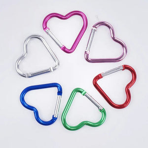 Planet Gates 1 Pcs Heart-shaped Aluminum Carabiner Key Chain Clip Outdoor Keyring Hook Water Bottle Hanging Buckle Travel Kit Accessories