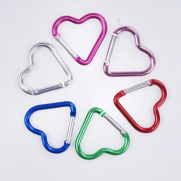 Planet Gates 1 Pcs Heart-shaped Aluminum Carabiner Key Chain Clip Outdoor Keyring Hook Water Bottle Hanging Buckle Travel Kit Accessories