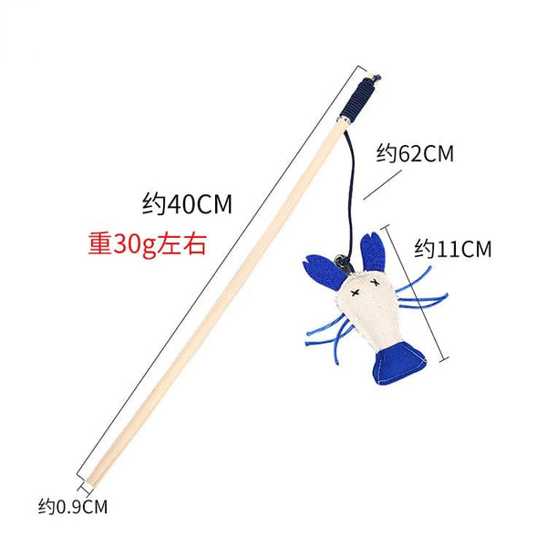 Planet Gates 1 Pet Cat Teaser Multi Color Bird Feather Plush Cat Wooden Interactive Cat Catcher Stick Mouse Fish Cat Interactive Toys with Bell