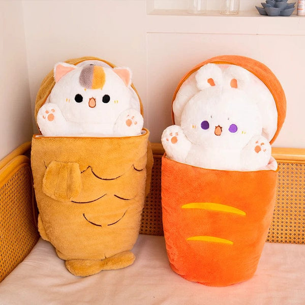 Planet Gates 1 piece 40/60/80cm Kawaii Japan Taiyaki Cat Plush Toy Anime Figure Cat Hiding in Cushion Bag Ferry Animals Plushie Throw Pillow