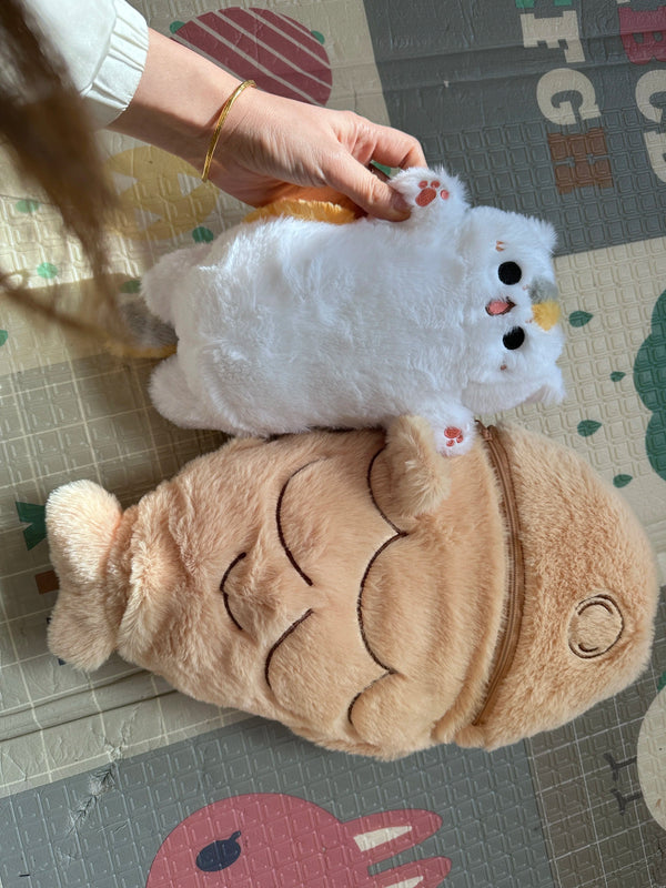 Planet Gates 1 piece 40/60/80cm Kawaii Japan Taiyaki Cat Plush Toy Anime Figure Cat Hiding in Cushion Bag Ferry Animals Plushie Throw Pillow